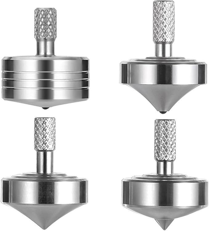 Stainless Steel Spinning Top, Precision Mini Desktop Gyroscope, Kill Time Reduce Stress ADHD Toys, Perfect Balance Gyro (4PCS Style 1+Style 2+3+4)