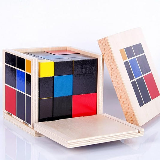 Montessori Math Materials for Preschool Early Learning Tool Toys (Trinomial Cube)