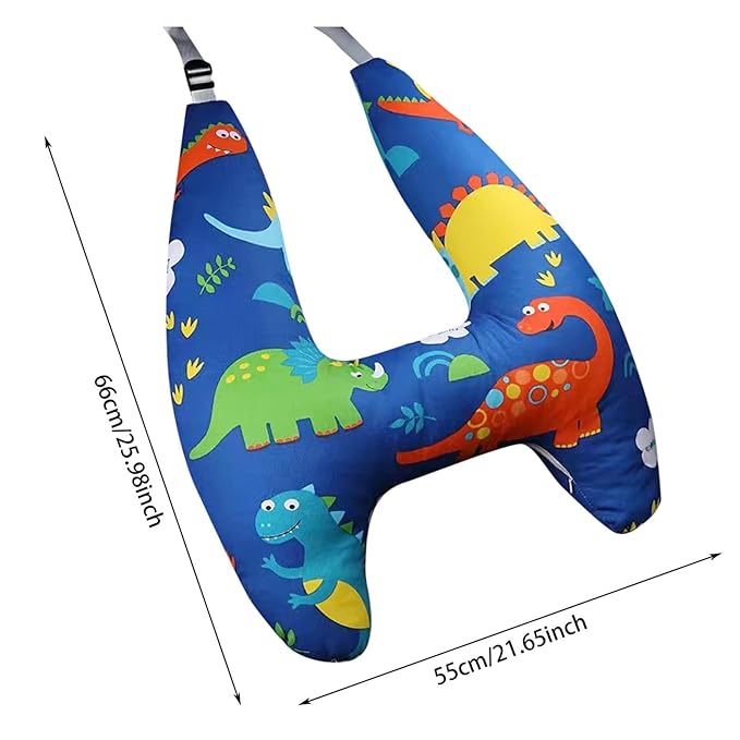 Generic Car Seat Belt Pillow and Adjuster Kit for Kids, Travel Pillow Headrest Neck Support Cushion Seatbelt Cover and Safety Strap Protection Pad for Body Protector Rest (Dinosaur)