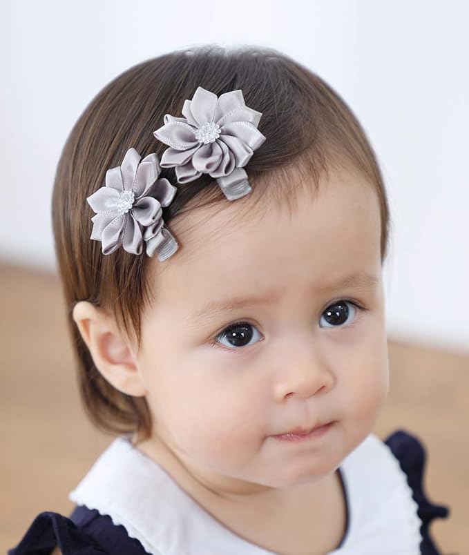 QandSweet 32 Pcs Girls Hair Clips Safety Clip Rhinestone Flower Barrettes for Toddler Girl Teens and Womens