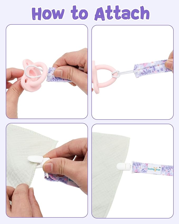 babygoal Flower Pacifier Clips, 8 Pack Binky Paci Holder Clips Fits for Most Baby Pacifiers and Binkies