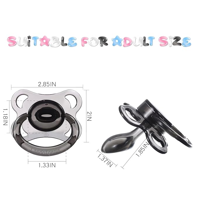 Landofgenie Large Shield Adult Size Pacifiers Set Moon Shape Transparent Design Pacifier Black