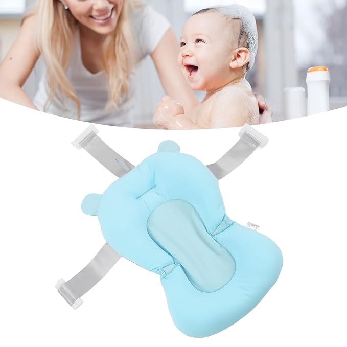 Baby Bath Seat Cushion Floating Safe Foldable Adjustable Infant Bath Supporter for Newborn Blue Bear, Supports Baby Body, Safety to Use, Easy to Clean, Odorless Material, Optimal (Blue Bear)