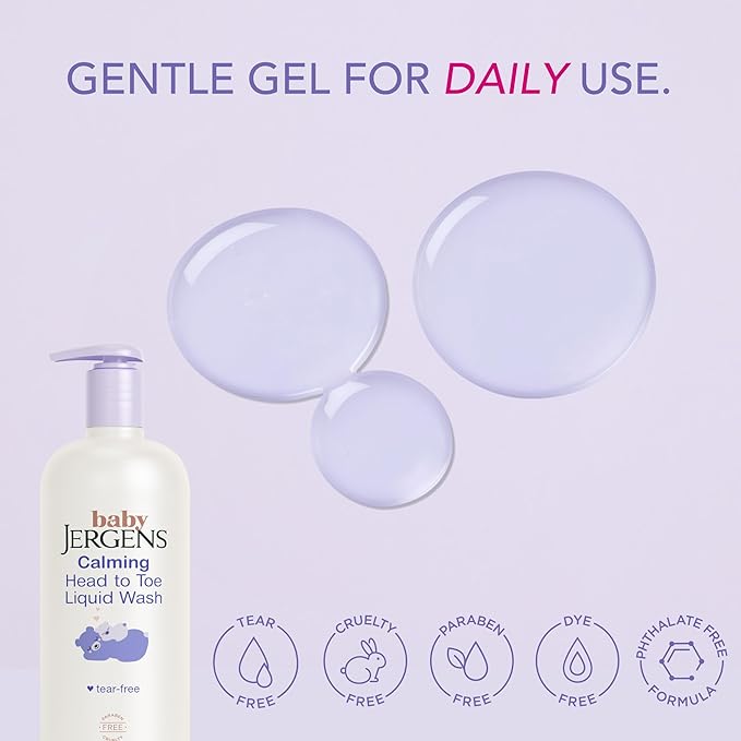 Jergens Baby Calming Head to Toe Liquid Baby Wash, Body Wash and Shampoo, Tear Free, 20 Fl Oz
