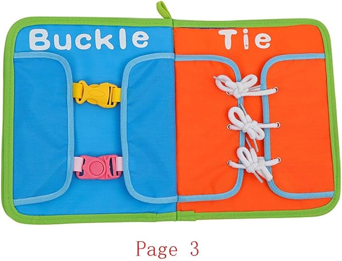 Kghios Montessori Toys Materials for Toddlers BusyBoard,Busy Board Learn to Dress Board Early Learning Basic Life Skills - Zip, Snap, Button, Buckle, Lace & Tie Educational Tools Preschool Learning
