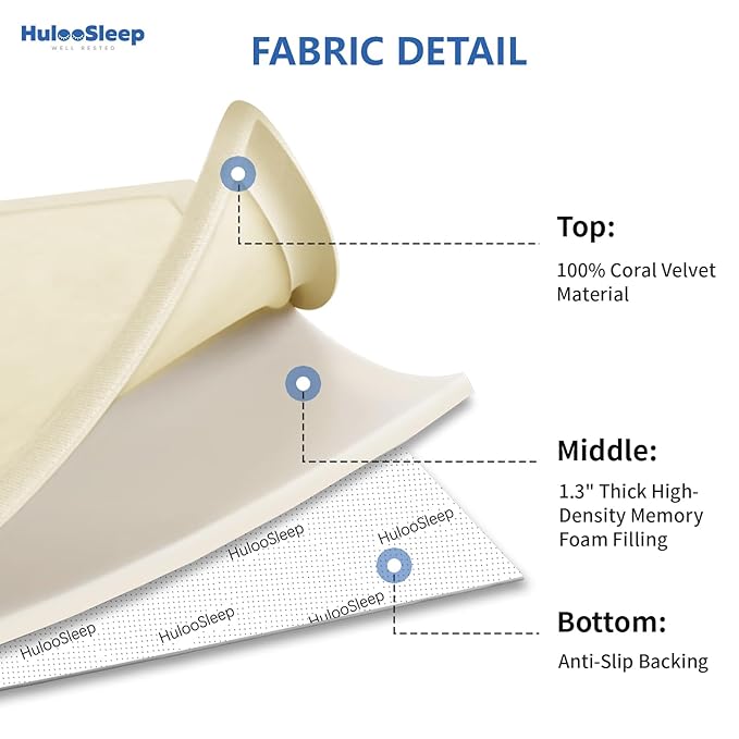 Huloo Sleep Ultra Soft Baby Play Mat for Floor,1.3" Thick Elasti-Foam 50x50 Playpen Mat for Toddlers Infant kids,Non-Slip Backing Safe for Crawling&Tummy Time,Tatami Style (Vanilla)