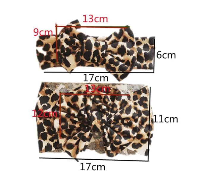 Baby Girls Leopard Headband Bow Turban Headband for baby Wide Hair Band 2 Pack TSFD40