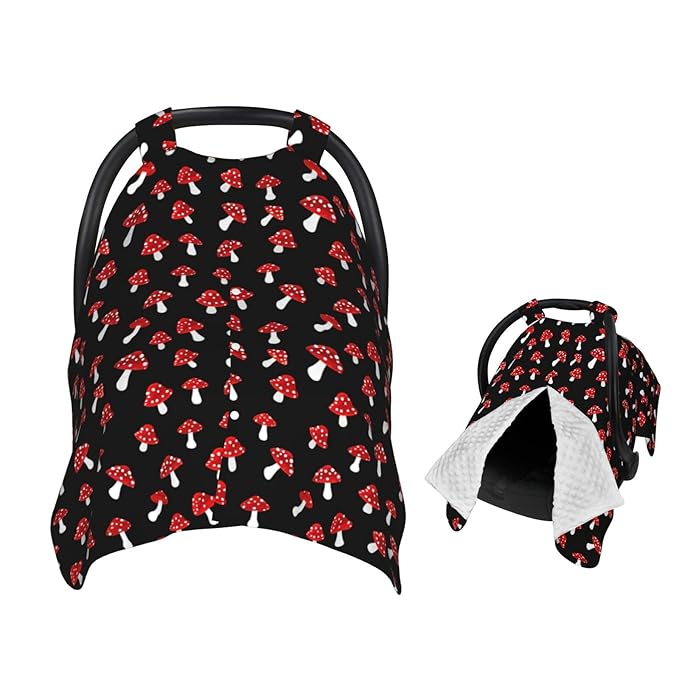 Cute Forest Mushrooms Baby Car Seat Canopy Nursing Cover for Newborn Car Seat Breastfeeding Covers Blanket Newborn Shower Gift