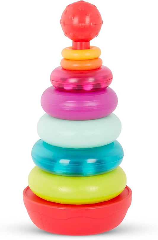 B. toys – Colorful Stacking Rings Teether – Sensory Baby Rattles – Soft Textured Toys for Teething – Rainbow Stackable Rings for Babies & Toddlers 6+ Months