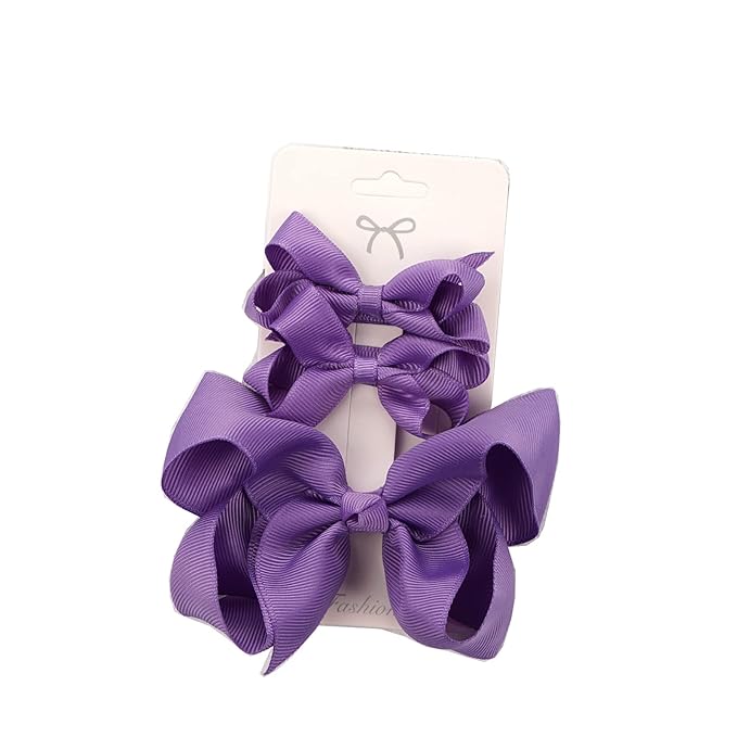 3pcs Baby Glitter Bows Hair Clips Little Girls Toddler Infants Alligator Clip Hair Accessories (Purple)