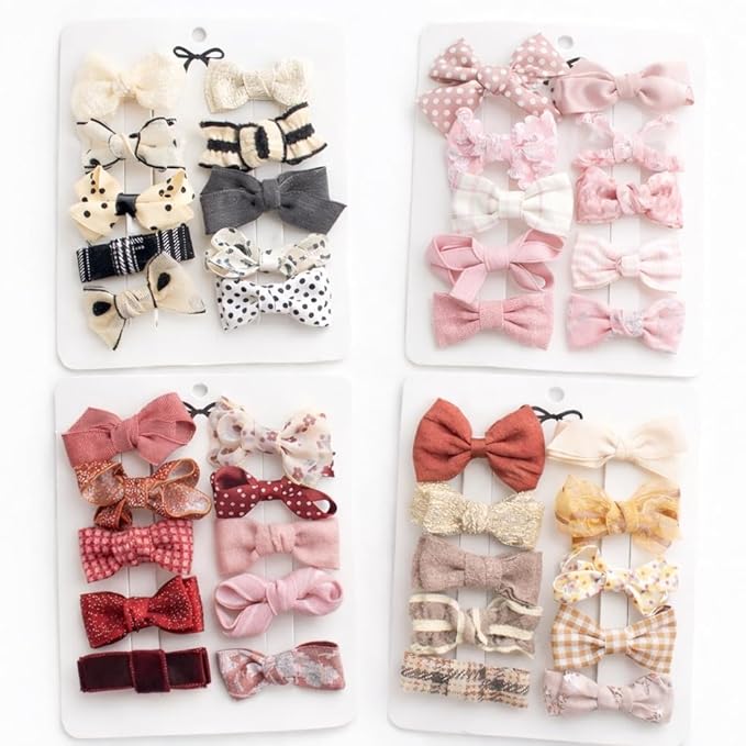Baby Hair Clips Set, 10PCS Soft Fabric Hair Accessories for Toddlers, Mini Hair Bows for Daily Wear, School, Parties, Birthday Gifts (Pink)