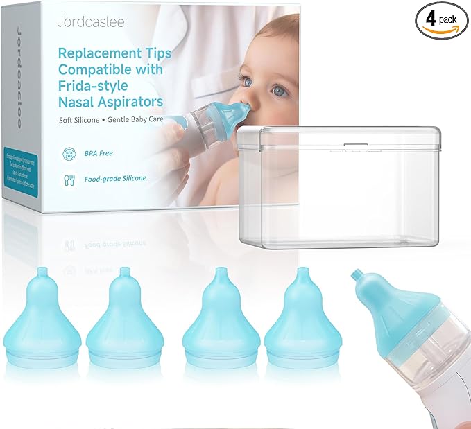 Nasal Aspirator Replacement Tips Compatible with Frida Baby Nose Sucker, Soft Silicone Tips for Infant & Toddler, BPA-Free Reusable Replacement Parts Accessories, 4pcs