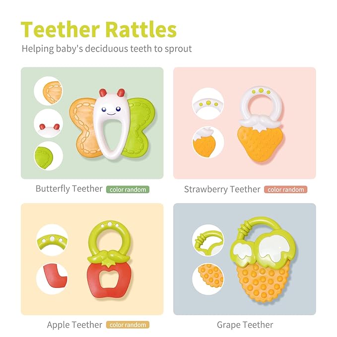 3 in 1 Baby Activity Gym Center, Tummy Time Play Mat, Baby Rattles Set with Storage Case, Teething Toys for Babies, Newborn Christmas Gift for Baby Infant Boys and Girls 0 1 2 3 4 5 6 7 8 9 1