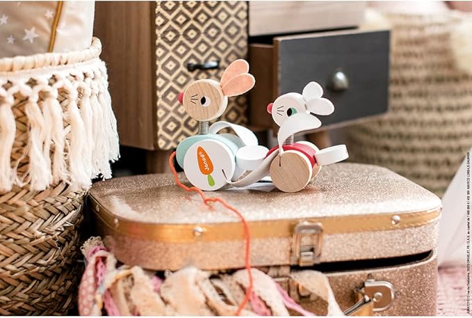 Janod Zigolos Wooden Pull Along Rabbits - Ages 12 Months+ - J08207