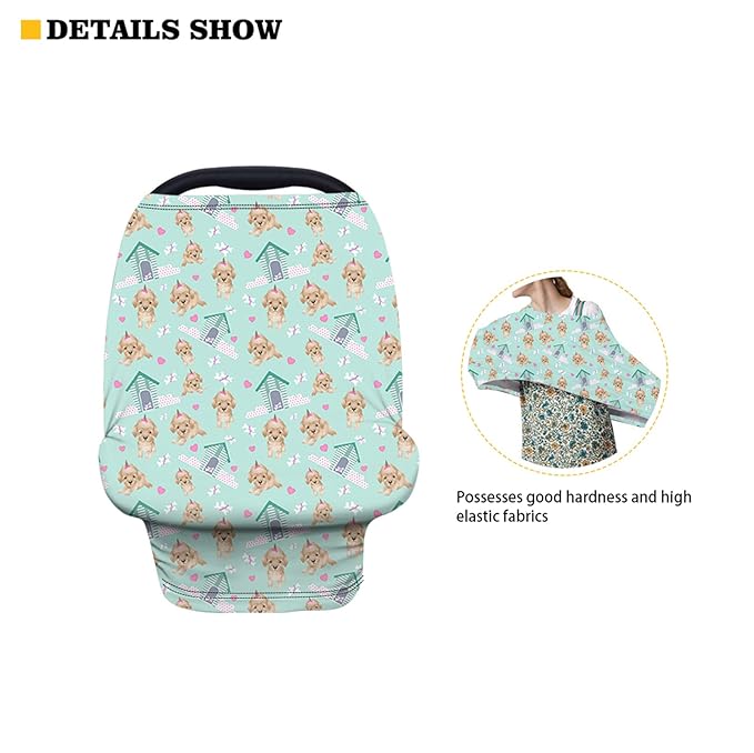 Wanyint Bee Print Car Seat Covers for Babies Black Baby Car Seat Cover for Boys Girls - Breathable Breastfeeding Scarf Nursing Cover Carseat Canopy for Boys Girls