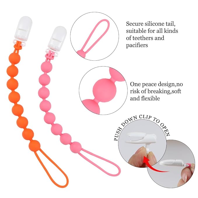 4 Pcs Yellow Baby Silicone Teething Pacifier Clip,One-piece Design,Woven Shape,BPA Free.