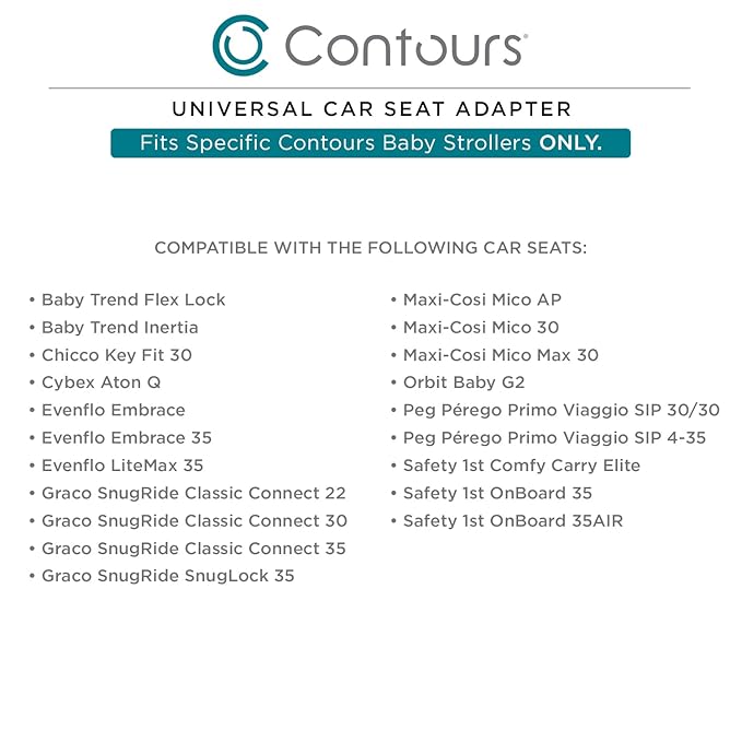 Infant Car Seat Adapter–Compatible with Select Contours Baby Strollers/CarSeats from Chicco, Graco, BabyTrend, Evenflo, Cybex, Maxi-COSI, Peg Perego & Others Check Compatibility to Ensure Proper Fit
