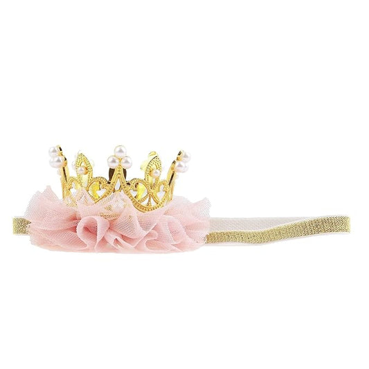 Nishine Princess Toddler Girls Crown Tiaras Baby Elastic Birthday Party Crown Headband Photo Props Gift (Pear&Gold)