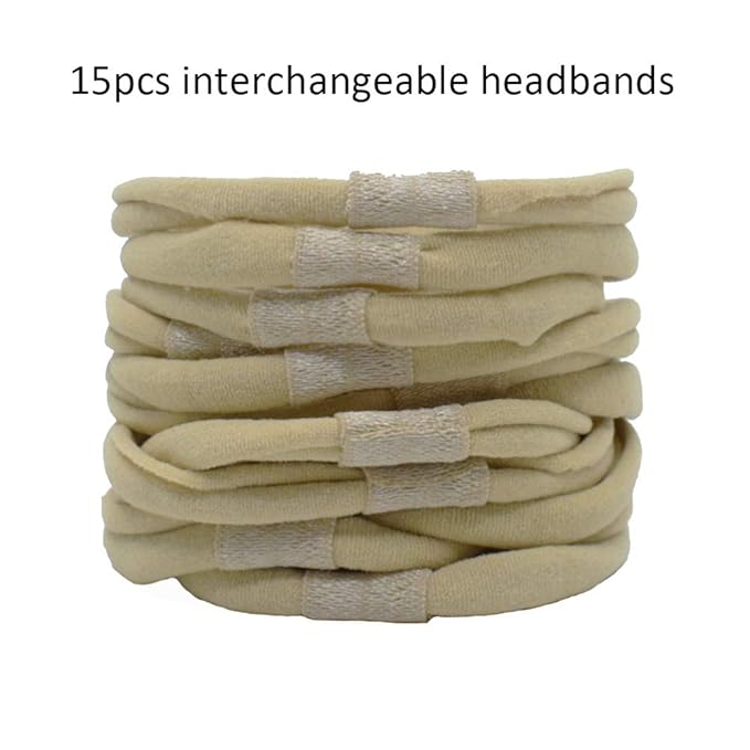 Super Soft Nude Interchangeable Nylon Headbands for Newborn Baby Kids, High Stretchy, 15pcs for DIY Crafts