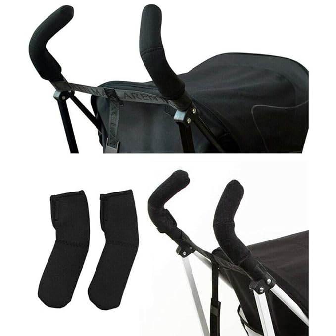 3 pc Cushion Shoulder Harness Pad Covers and Handlebar Covers Grips Slip On for BRITAX Baby Child Strollers and/or Car Seats Accessories Replacement Parts (Slip On Grips Only)