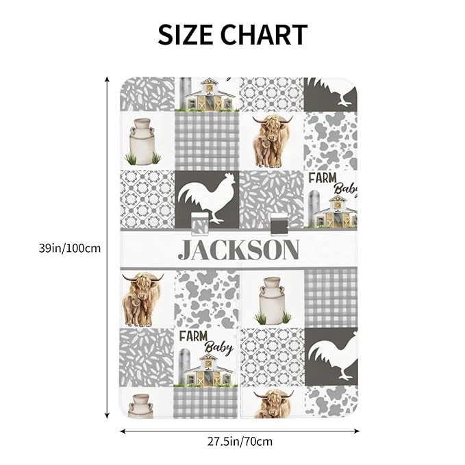 Personalized Baby Car Seat Canopy for Babies with Name, Custom Car Seat Covers for Boys Girls, Infant Opening Minky Nursing Breastfeeding Stroller Cover Carseat Canopies for Newborn (Farm Theme)
