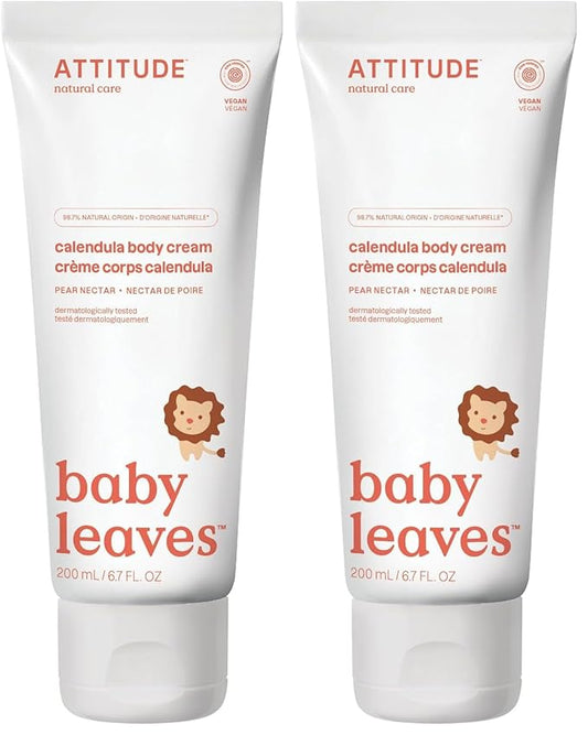 ATTITUDE Baby Body Cream, Ewg Safe Moisturizing Lotion for Sensitive Skin, Moisture & Protect, Pear Nectar, 6.7 Fl Oz (Pack of 2)