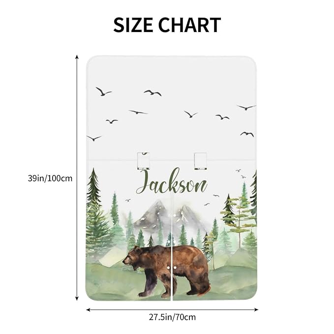 Personalized Baby Car Seat Canopy for Babies, Custom Name Woodland Bear Car Seat Covers for Baby Boys Girls, Opening Minky Nursing Breastfeeding Cover for Infant, Carseat Canopies for Newborn