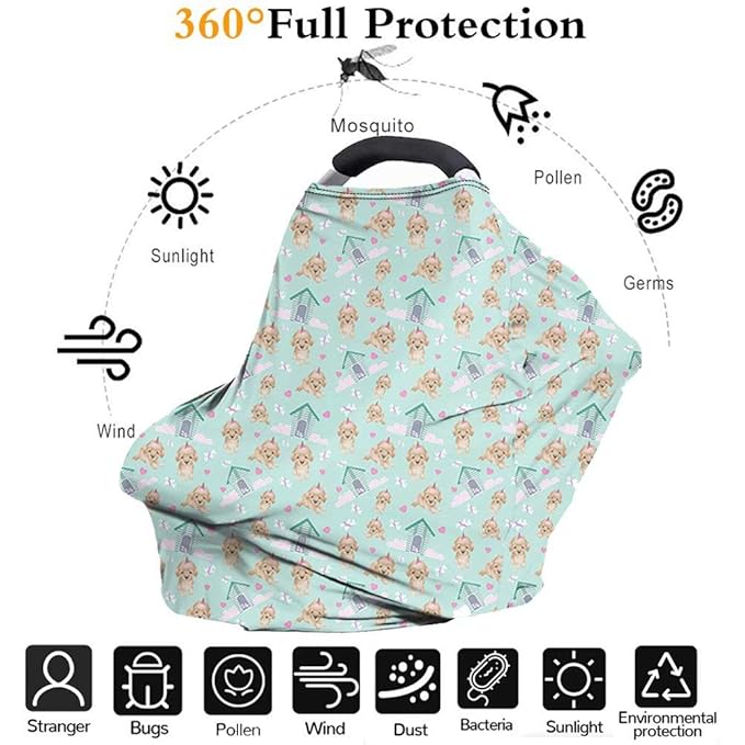 Forchrinse Hawaiian Hibiscus Flower Palm Leaf Print Nursing Breastfeeding Cover,Baby Car Seat Canopy Infant Stroller Covers for Newborn
