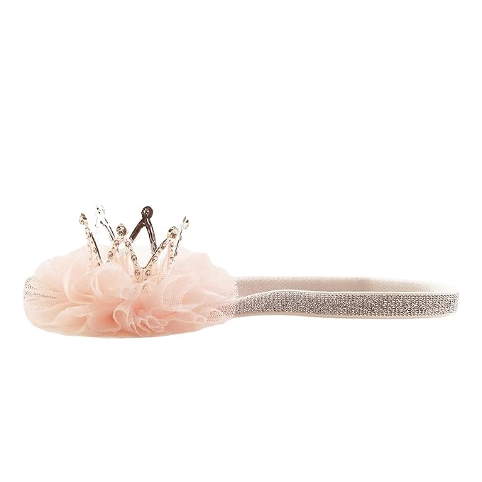 Nishine 1.3"x1.3" Mini Baby Girl Tulle Crown Headband Toddler Princess Crown Tiaras Birthday Photography (Silver, Elastic)