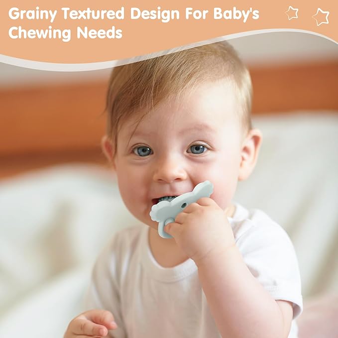 Silicone Teether Pacifier – Massaging Bumps Infant Teething Relief Pacifier, Food-Grade Teething Toys for Dishwasher Safe, Easy to Hold Baby Pacifier Soothes Sore Gums, BPA Free 【6 Pack】