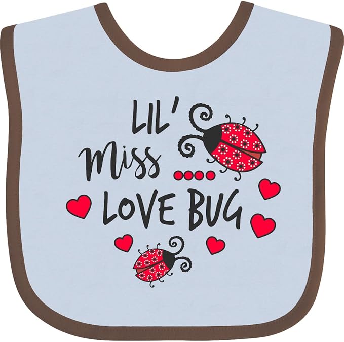 inktastic Lil Miss Love Bug with Lady Bug and Hearts Baby Bib