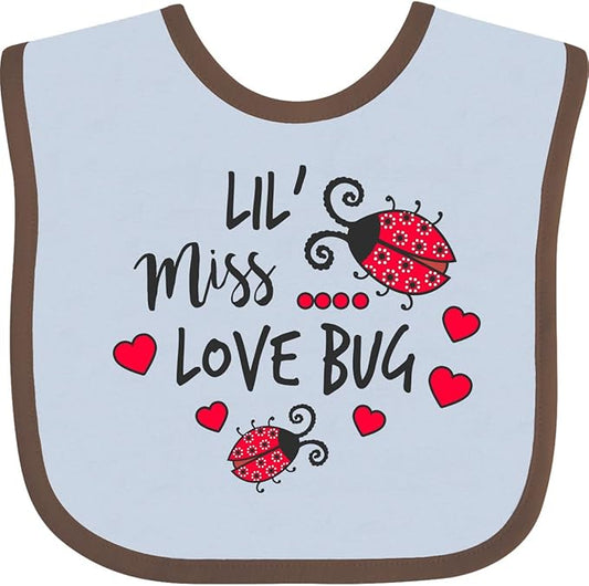 inktastic Lil Miss Love Bug with Lady Bug and Hearts Baby Bib