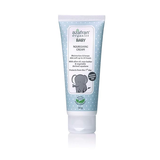 Azafran Organics Baby Nourishing Cream, 3.53oz - Gentle Moisturizing Cream with Olive oil and vegetable Derived squalene, No Harsh chemicals, Protect Sensitive Skin