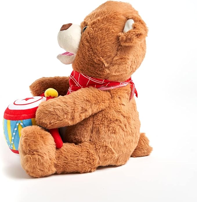 Cuddle Barn - Drummin' Billy | Animated Bear Stuffed Animal Musical Plush Toy Drums and Sings Along to Ants Go Marching and Five Little Bears, 11 inches