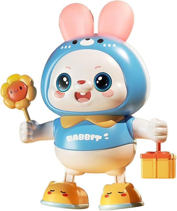 shenruifa Musical Dance Bunny Toy Heads Up Training Electronic Dancing Bunny Toy for Home Outdoor (Blue)