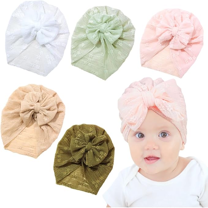 Newborn Babies Headwrap Hat Infant Toddler Cotton Soft Cute Nursery Beanie Headbands Top Bowknot Cap