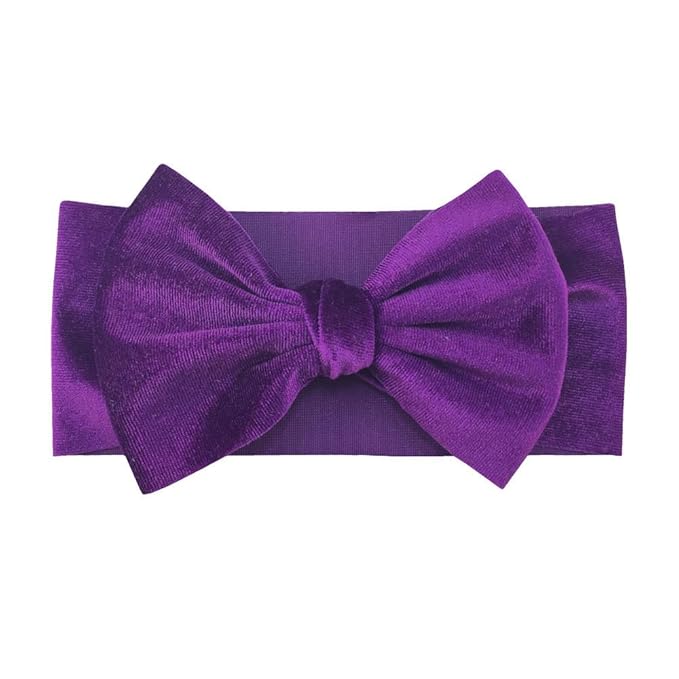 Baby Girl's 7'' Soft Big Bowknot Velvet Headband Toddler Hairband for Photography Travel Party Festivals (Dark Purple, One Size)