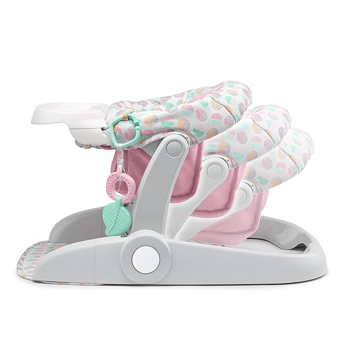 Summer Infant Learn-to-Sit Stages 3-Position Floor Seat, Sweet-and-Sour Pink – Sit Baby Up to See The World – Activity Seat is Adjustable – Includes Toys and Tray