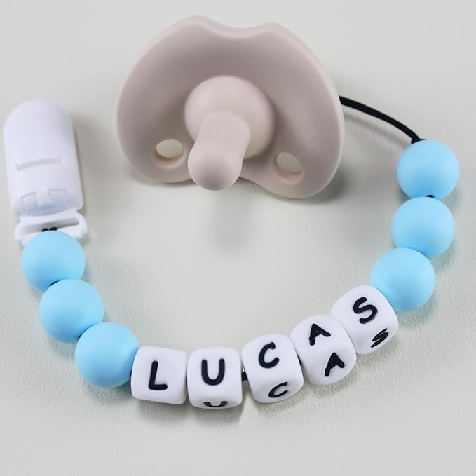 Personalized Pacifier Clip with Name, Customized Pacifier Holder Clip for Baby, Fit All Pacifiers