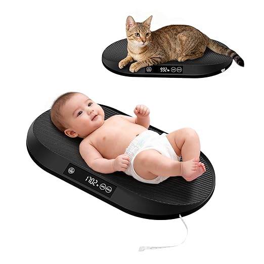 Baby Scale, 88lb Max / 0.1oz Accuracy Baby Scales for Weighing with Auto Hold & Tare, Built-in 60" Tape, 5 Weight Units, Multifunctional Weight Scale for Infant, Cat, Puppy, Small Pet