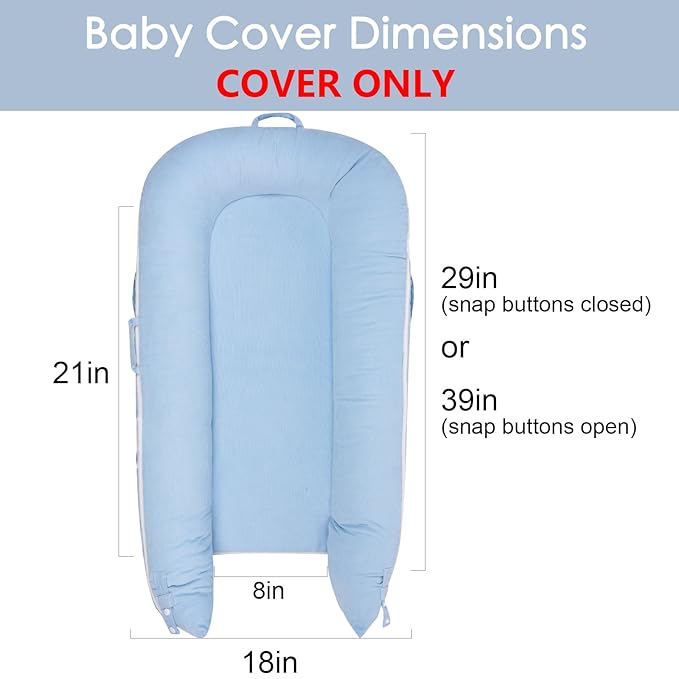 Corduroy Lounger Cover for Dockatot Deluxe+ Docks | MEXXI Breathable Cotton Baby Lounger Extra Cover | Hypoallergenic Baby Nest Replacement Cover (Cover Only) (Corduroy, Baby Blue)
