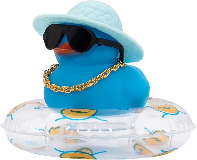 wonuu Car Accessories Rubber Ducks Dashboard Decorations Rubber Duck Pink Accessories Dashboard Duck Car Decorations Car Ducks for Dashboard Car Duck Car Dashboard Decorations, BG-blue-strawhatblue