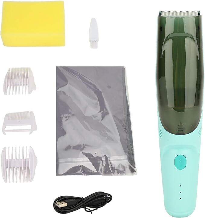 Generic Baby Hair Clipper with Vacuum Cleaner, Round Shaped Cutter Head Design, Low Noise Operation, Waterproof, Lithium Battery Included, for Children Adults, Wet and Dry Dual Use