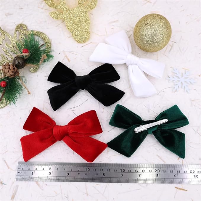 Vintage Velvet Bow Hair Clips for Baby Girl Kids Women Fall Velvet Christmas Hair Bows Barrettes Accessories (8 pcs Classical)