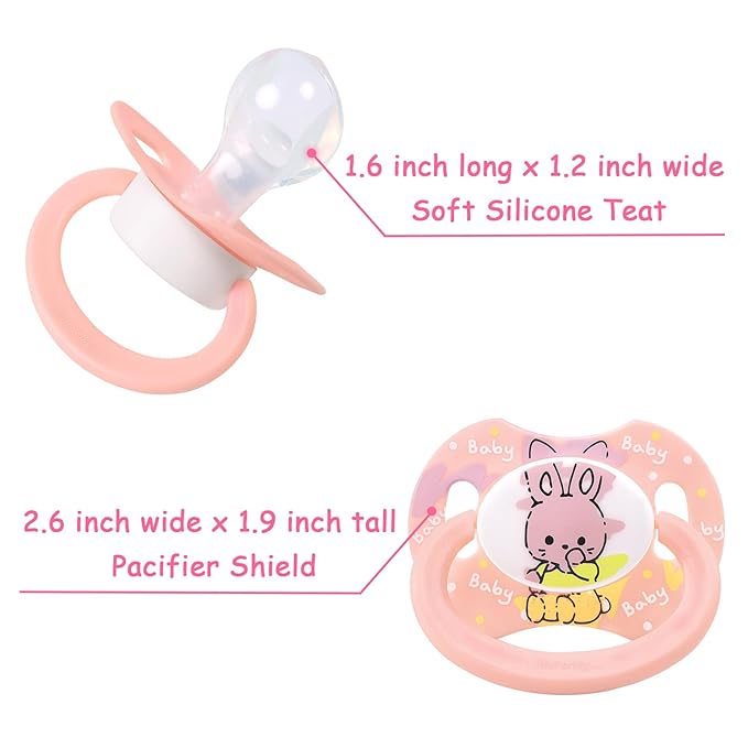 LittleForBig Bigshield Generation-II Adult Sized Pacifier Baby Cuties Pattern Pink Bunny