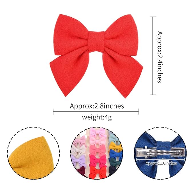 Choicbaby 40PCS/20Colors 2.8 Inches Baby Girls Hair Bows Clips Alligator Clips Felt Woolen Hair Barrettes Hair Accessories for Toddlers Infants Kids and Little Girls