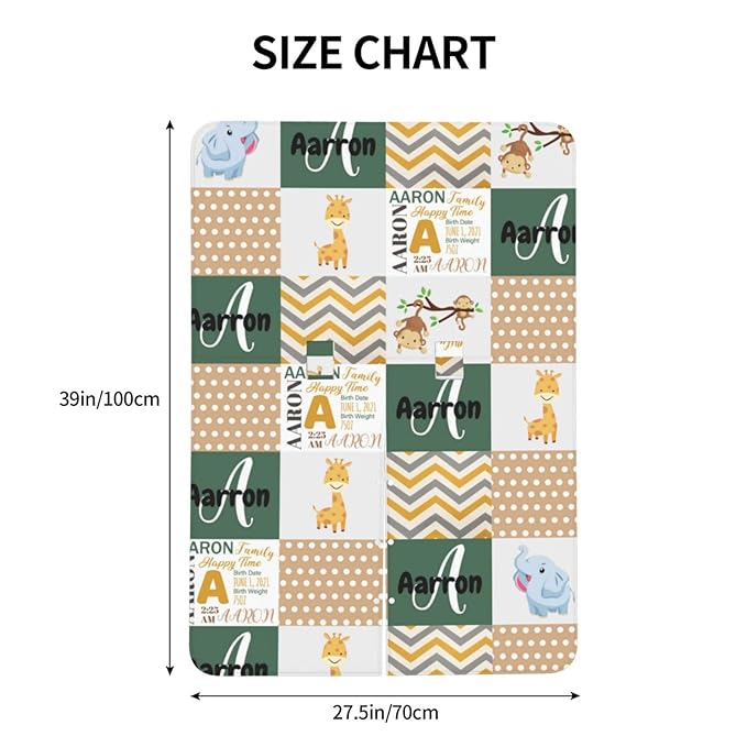 Personalized Zoo Animals Elephant and Giraffe Baby Infant Car Seats Canopy for Babies with Name, Multi-use Blankets for Baby Boys Girls, Peekaboo Minky Nursing Stroller Cover Canopies for Newborn