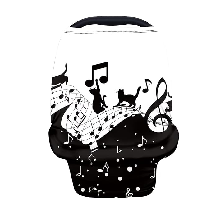 Forchrinse Cat Music Note Nursing Breastfeeding Cover for Newborn,Multi-Use Baby Car Seat Cover Canopy Shopping Cart Cover High Chair Cover