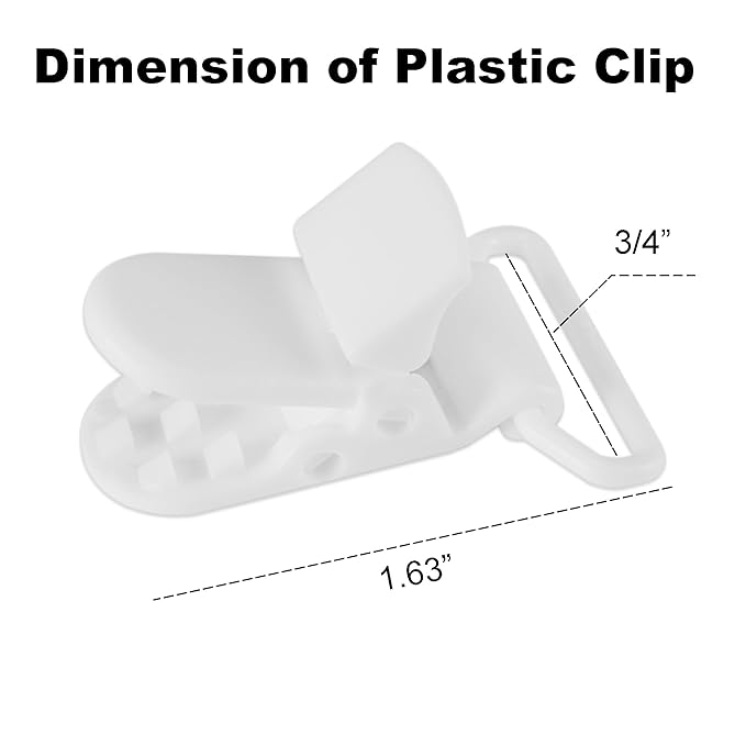 20-Pack Pacifier Clip Replacement Ends - BPA-Free Plastic Fasteners for DIY Baby Crafts, Sewing Bibs & Blankets Straps (3/4 Inch, White)
