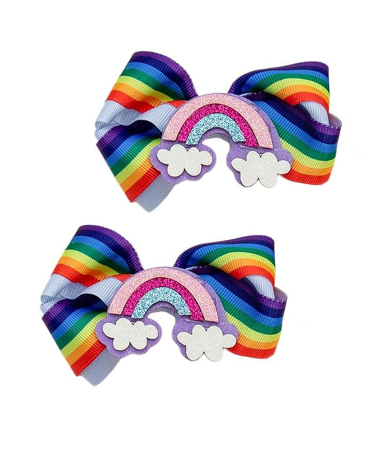 Baby Rainbow Cloud Hair Clips Bow Girls Hair Clips Pin Cloud Hair Bow Rainbow Headwear BBG17 (Hair Clips-F)